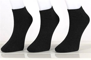 Antrasit Düz Zemin Erkek Patik 3'lü Paket Patik Erkek Çorap