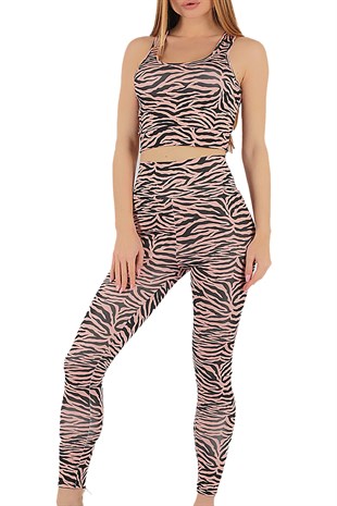 Kadın Tayt-Büstiyer Takım Pink Zebra | Penyelux Kadın Giyim