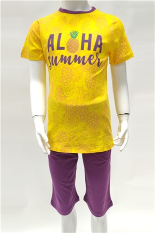Kız Çocuk Günlük Takım - Aloha - Sarı | Penyelux Çocuk Giyim