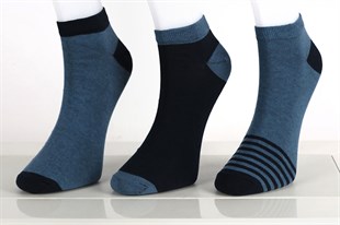 Lastik Zemin Renkli 3'lü Paket Patik Erkek Çorap