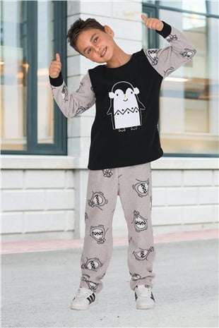 Penyelux Happy Penguin Erkek Çocuk Polar Pijama Takımı