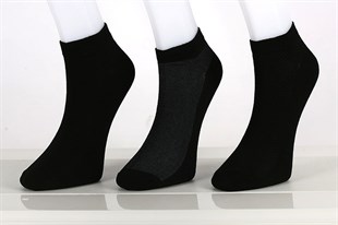 Siyah Zemin Taban Likralı Pike 3'lü Paket Patik Erkek Çorap